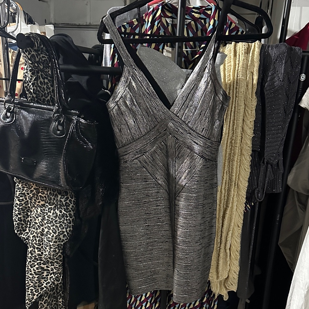 bebe Silver Mini Dress